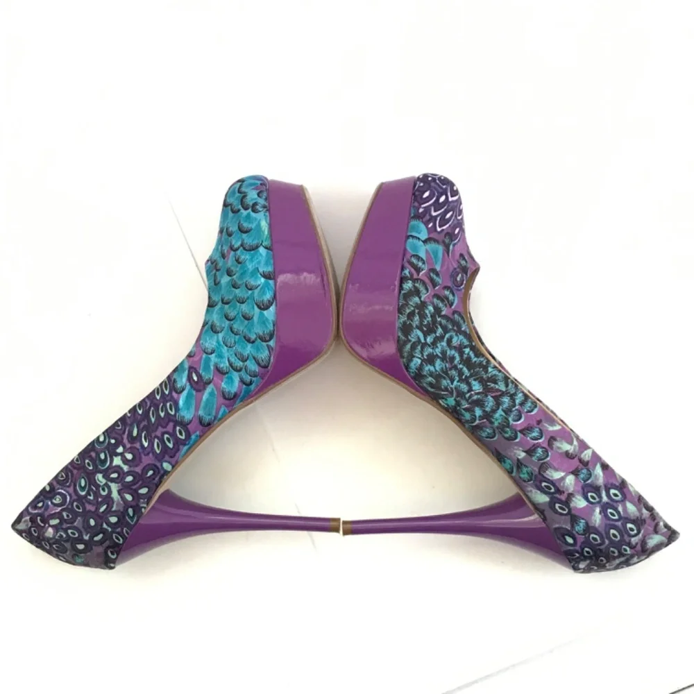 SHOE DAZZLE Platform Stiletto Pumps Purple Peacock Women’s Size 10